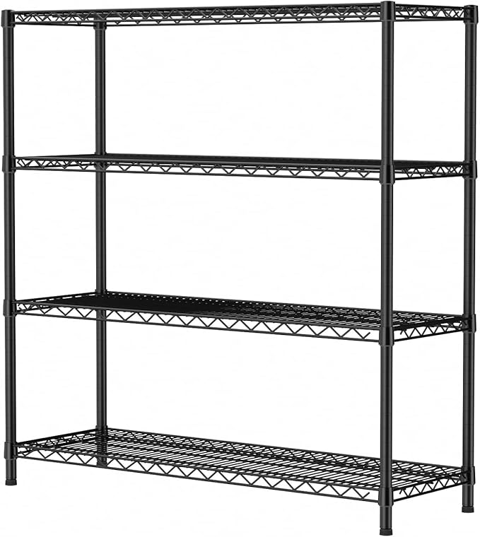 SINGAYE 4 Shelves Adjustable Shelf Heavy Duty Shelf 1400LBS Wire Storage Shelving Metal Organizer Wire Rack Black 18Dx46Wx59H