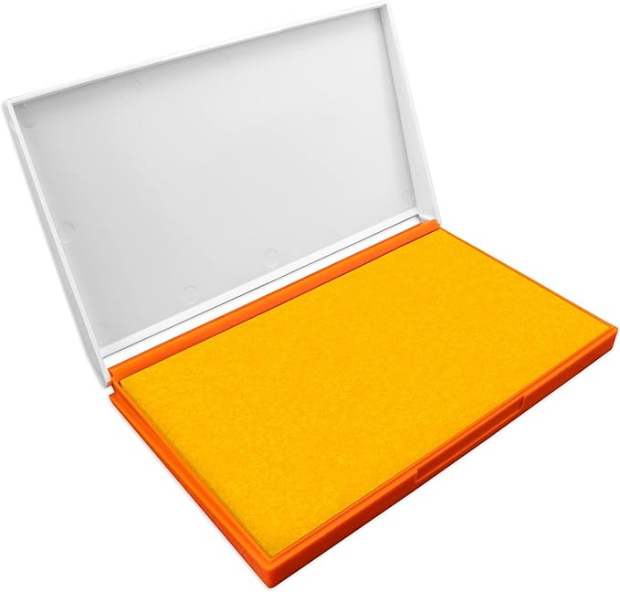 Plastic Case Stamp Pad Large Size, Dark Yellow Color - Size: 4" x 7" - Choose from 15 Ink Colors