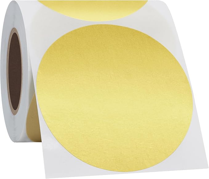 Hybsk Round Color Coding Circle Dots Labels Warehouse Inventory Organizer Stickers (3 inch, Gold)