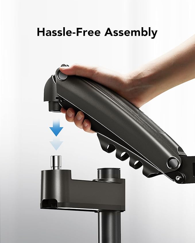 HUANUO Single Monitor Arm, Adjustable Desk Mount for 13-34 inch Screens, Holds 19.8lb, 22.44 inch Max Height, Full Motion Swivel Gaming Monitor Stand with VESA 75x75mm and 100x100mm Compatibility