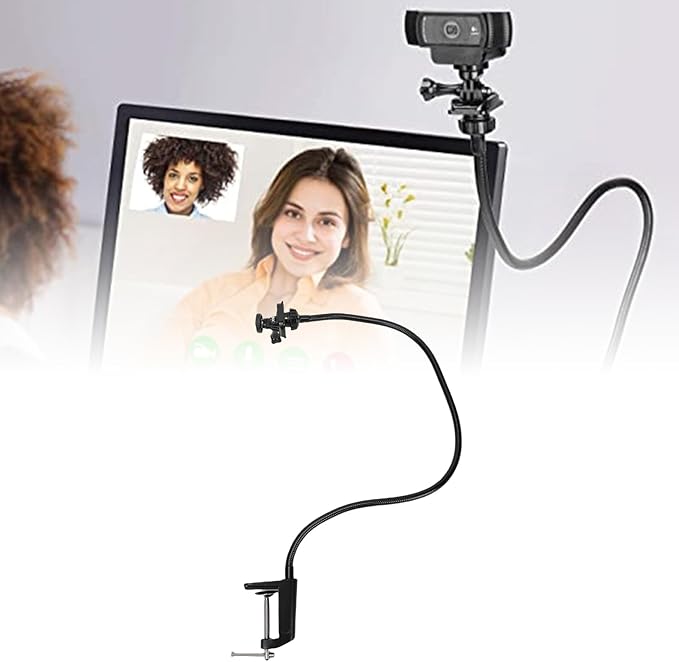 Tangxi Webcam Standfor Desk, Flexible Gooseneck Camera Stand with Standard 1/4" Screw, 360 Rotation Camera Mount for C922 C930e C920S C920 C615 C960 C920X and Other Devices (I Shaped Fixture Stand)