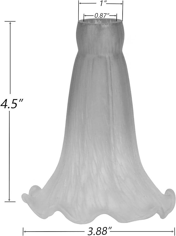 Bieye LS03S Lily Flower Blown Glass Lampshade (White Purple, Opening I.D. 0.87" x O.D. 1")