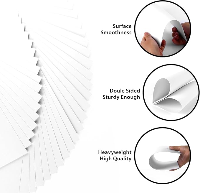 OcePor 100 Sheets White Cardstock 8.5” x 11”, 65lb/180gsm White Card Stock, Thick Card Stock Paper, Heavy Cardstock Paper for Printer, Resume, Scrapbooks, Art, Crafts, Business Cards