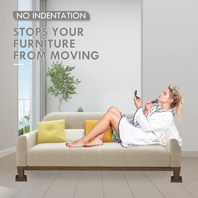 VOCOMO 2X2 Rubber Caster Cups, Non Slip Furniture Pads, Anti-Slip Gripper, Anti Skid Furniture Feet, Anti Slide Floor Protector for Bed Couch Table Chair Stoppers - 8 Pack, Black