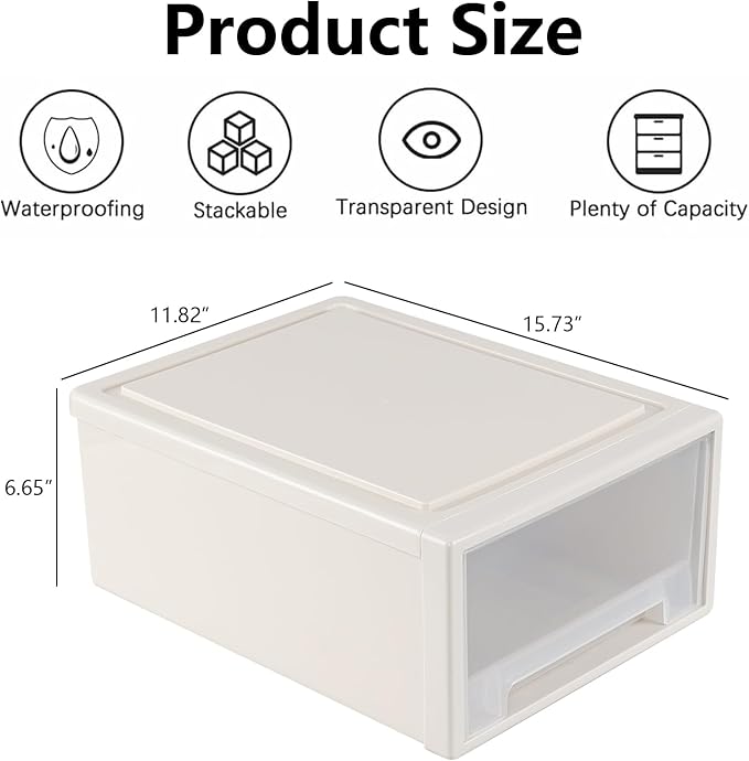 Xyskin 4-Pack 19 Quart Large Stackable Drawer Organizer Unit, Plastic Storage Box with Drawers