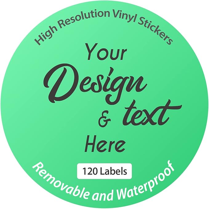 120 Labels Personalized and Custom Design Vinyl Stickers Removable Waterproof UV Resistant Any Shape and Size with Your Logo Text Image