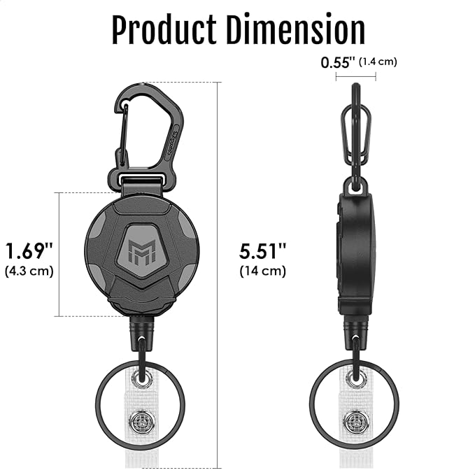 MNGARISTA 8-Pack Retractable Keychain, Heavy Duty Carabiner Badge Holder, Tactical ID Badge Reel with 31.5” Steel Retractable Cord, 8.0 oz