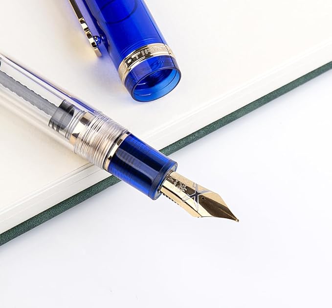 JINHAO 1935 Fountain Pen TIANDAO Series #8 Nib Ink Pen with Guitar-Shaped Clip and Ink Converter (M Nib 0.7mm, Blue)