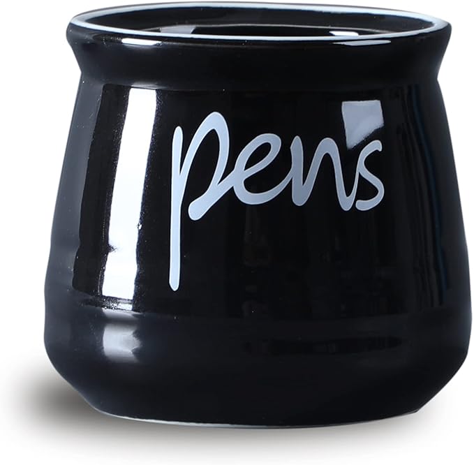 ONTUBE Porcelain Pens Holder Stand,Ceramic Pencils Holder (Black)
