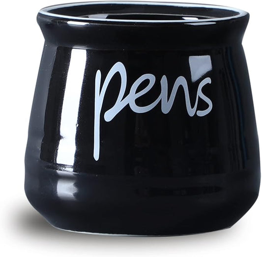 ONTUBE Porcelain Pens Holder Stand,Ceramic Pencils Holder (Black)