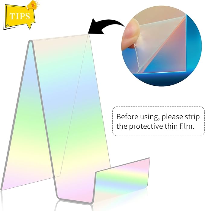 ZOEY Acrylic Book Stand with Ledge - Colorful Display Easels Plate - 5 Pack Small Book Holder Easel Stand for Display, Music Sheets, Artworks, CD, Tablet Holder