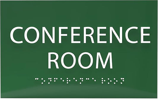 ADA CENTRAL SIGNS - 6" X4" Conference Room Sign - ADA Compliant Tactile Graphics Grade 2 Braille Text Privacy Sign | Wall Mount Plastic Meeting Signs For Schools, Hospitals, Offices, and Apartments