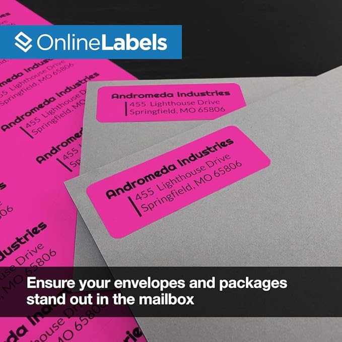 Neon Pink Address Labels - 2.625 x 1 - Pack of 3,000 Labels, 100 Sheets - Inkjet/Laser Printer - Online Labels
