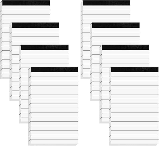 Nichela 8 Pcs Note Pads Refills 3 x 5 inches Memo Small Notebook Writing Pads with 30 Sheets Each Pad College Ruled Lined Paper NotePads White