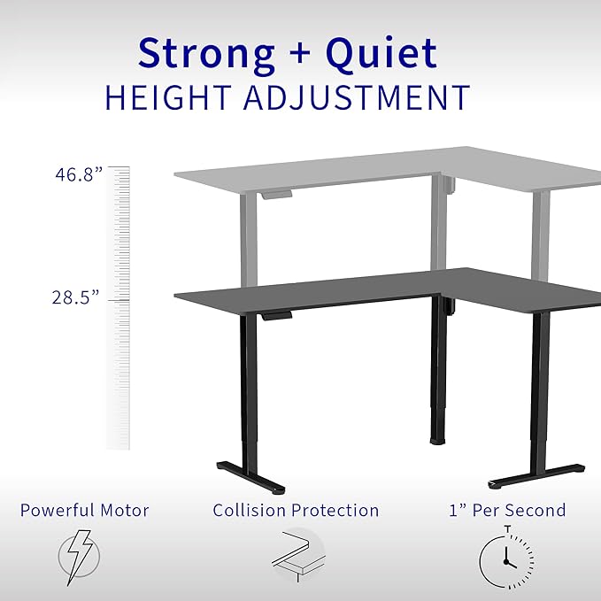 VIVO Electric Corner 75 x 63 inch L-Shaped Standing Desk, Memory Height Adjustment, Dark Gray Top Black Frame, DESK-E3CTG-75
