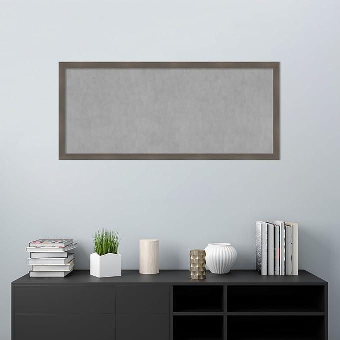 Amanti Art Grey Framed Magnetic Board 22x50 Oversize Vision Board for use with Magnets, 100% Metal Sheet to Display Items as Office Decor or for Home Organization in mudroom, Kitchen or Kids Room