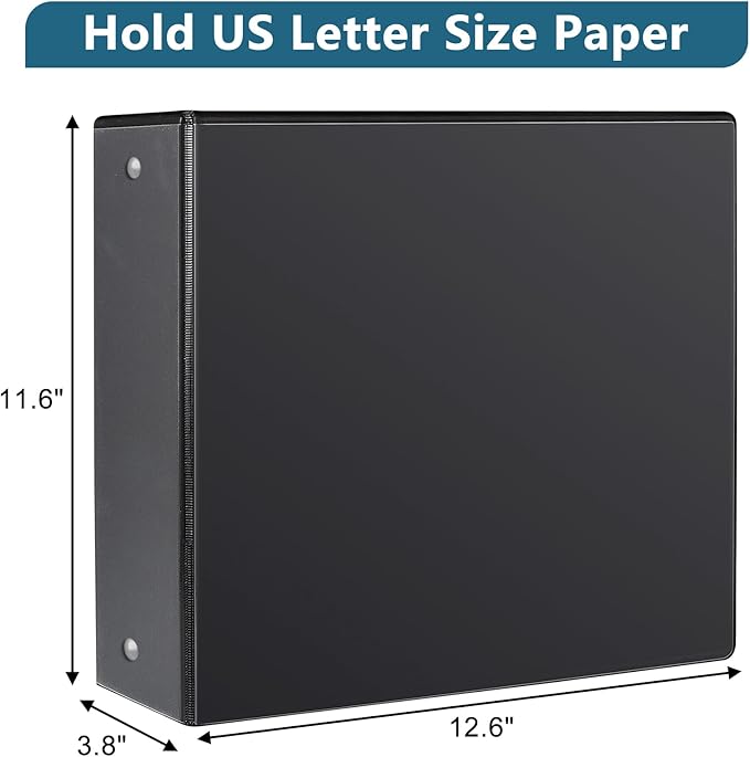 CIXILDTS 3" 3 Ring Binder, Standard 3-Inch Round Ring Binder Fit Letter Size Paper, Presentation View Binders, 10 Packs, Black
