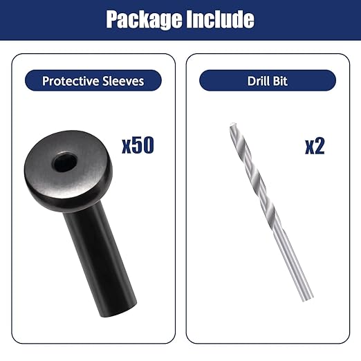 RiaYer 40 Pack 30 Degree Angle Protective Sleeves, Black Cable Railing Corner Protector Sleeve Beveled for 1/8" Wire Rope, T316 Marine Grade Cable Railing Kit with Two Drill Bit for Wood Posts HF039B