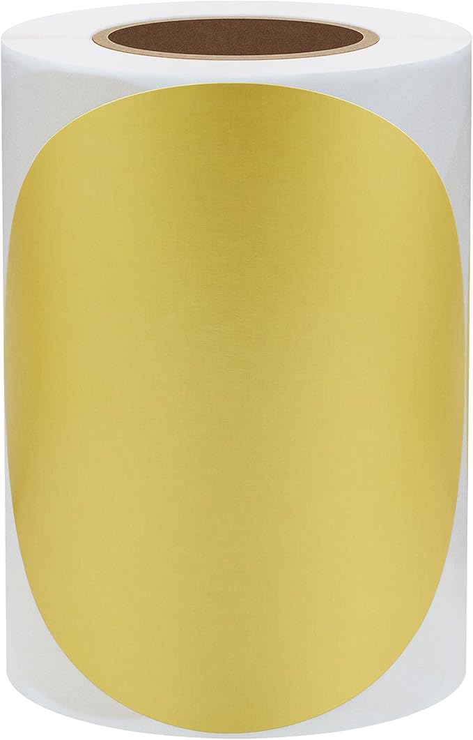 Hybsk Round Color Coding Circle Dots Labels Warehouse Inventory Organizer Stickers (4 inch, Gold)