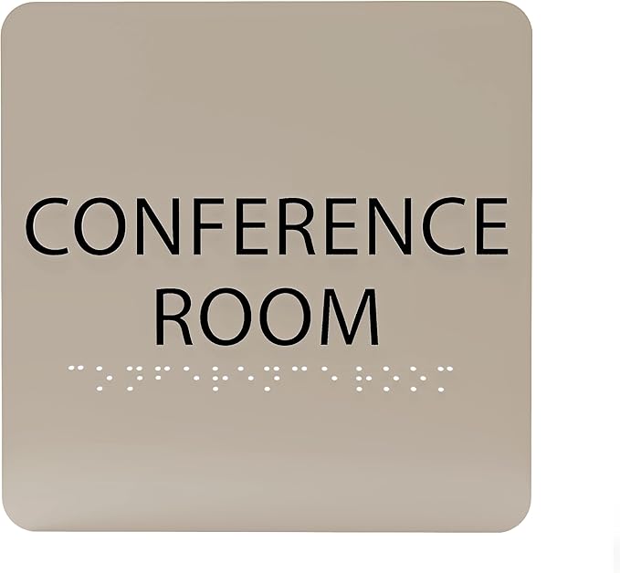 ADA CENTRAL SIGNS - 6" X6" Conference Room Sign- ADA Compliant Tactile Graphics Grade 2 Braille Text Acrylic Wall Signs - Authorized Personnel Only, Meeting Privacy Door Sign for Schools, and Offices