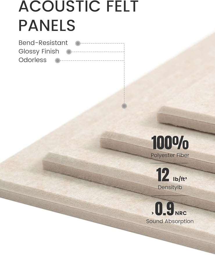 Fluxynara Large Felt Bulletin Board 36" x 24" Cork Board Alternative-6 Pack with 40 Safe Removable Adhesive Tabs, Cork Boards for Walls Cork Board for Home Office Classroom Pin Board - Oatmeal