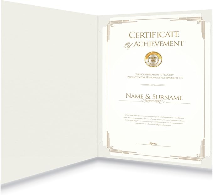 HAUTOCO 30 Packs Certificate Holders, Cream Color Diploma Folders Certificate Covers with Gold Foil Border for Letter Size 8.5x11 Cardstock, Award, Document, Graduation
