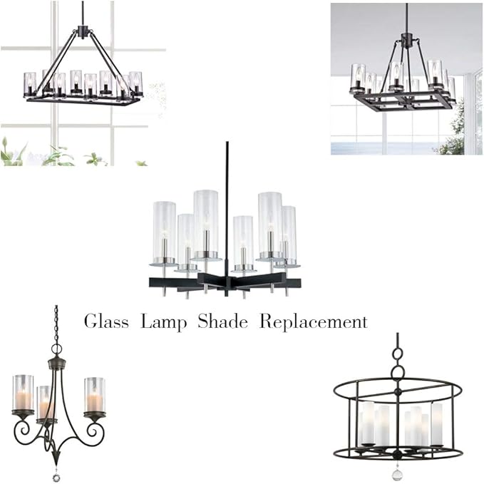Sunwo Glass Shade Straight Cylinder Glass Lamp Shade Replacement with Multiple Effects (Clear Straight Cylinder)