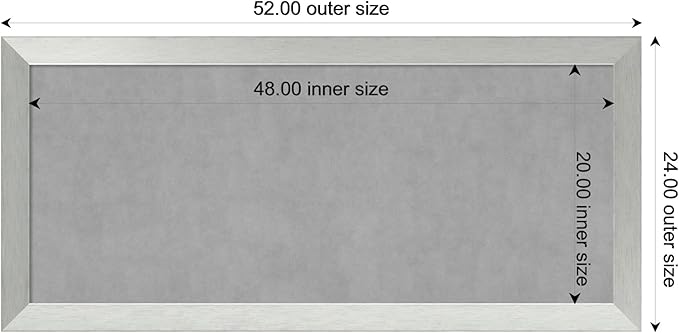 Amanti Art Silver Framed Magnetic Board 24x52 Oversize Vision Board for use with Magnets, 100% Metal Sheet to Display Items as Office Decor or for Home Organization in mudroom, Kitchen or Kids Room