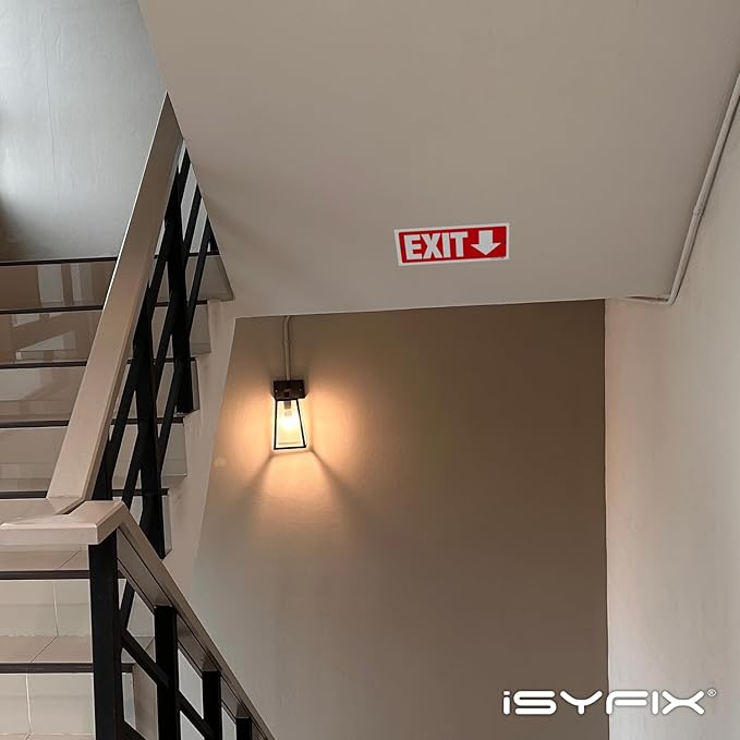 iSYFIX Exit Signs - 12 Pack 12x4 Inch Directional Down Arrow Signs, 40 mil Polystyrene Plastic, UV Laminated, Scratch & Fade Resistant, Waterproof - Ideal for Office, Theater, School, Business