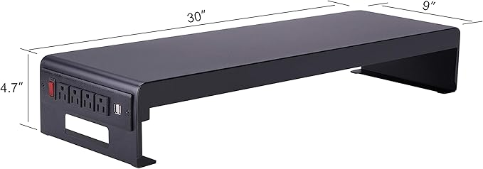 Rocelco 46" Height Adjustable Corner Standing Desk Converter with Dual Monitor Stand Bundle - Quick Sit Stand Up Computer Workstation Riser - Extra Large Keyboard Tray - Black (R CADRB-46-DMS)