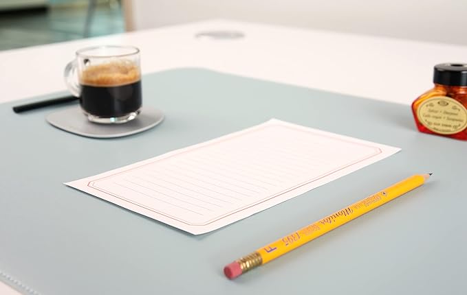 NODITO Dual-Sided Leather Desk Pad,Blotter for Laptop Computer,Mouse Pad,Writing,Drawing,Arts and Craft Mat (17"x24", Blue/Silver)