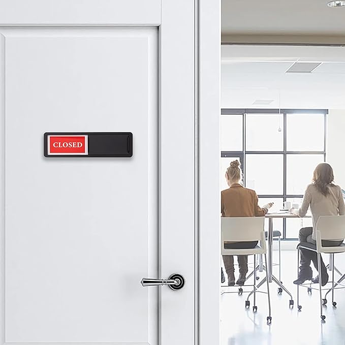 Open Closed Door Sign, Sliding Reversible Door Indicator Sign for Office, Storefront, Salon, Restroom, Studio, Home Office – Red Green Privacy Signs