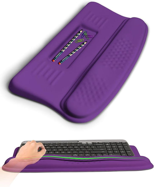 KUOSGM Ergonomic Wave Wrist Rest with Keyboard Stand, Cushioned Palm Rest, Comfortable Integrated Memory Foam for Natural Typing and Relieve Wrist Pain, Rich Purple