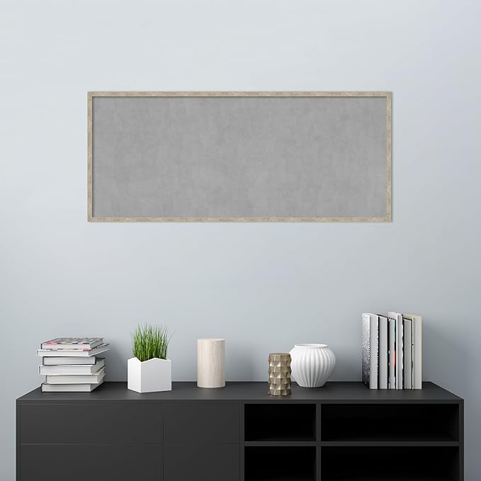Amanti Art Silver Framed Magnetic Board 21x49 Oversize Vision Board for use with Magnets, 100% Metal Sheet to Display Items as Office Decor or for Home Organization in mudroom, Kitchen or Kids Room