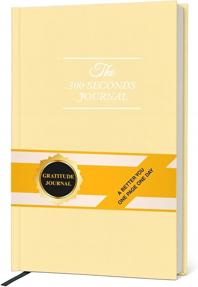 Gratitude Journal – 300 Seconds Daily Reflection with Prompts for Mindfulness, Self Care & Positive Thinking, 5 Minute Guided Journal Yellow Edition for Women & Men