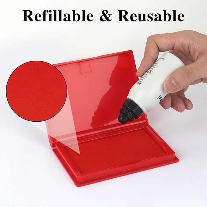 Red Stamp Pad, 4 x 2.5 Inch Premium Quality Ink Pad for Stamps, All-Purpose Felt Pad for Office and Crafting, Works with Rubber and Clear Stamps