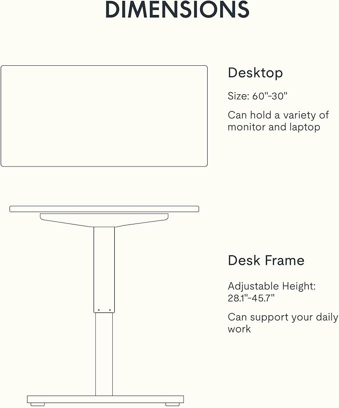 FLEXISPOT EN1 Bamboo One-Piece Standing Desk, 60 x 30 Inches Ergonomic Desk for Home Office and Gaming (Black Frame + Bamboo Top, 2 Packages)