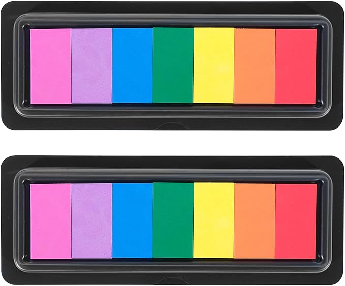 CraftyManor 7 Rainbow Colors Washable Stamp Pad for Finger Paint, Latex Foam Washable Fingerprint Ink Pads for Clothing Stamp, Letter Stamps…(2PCS)