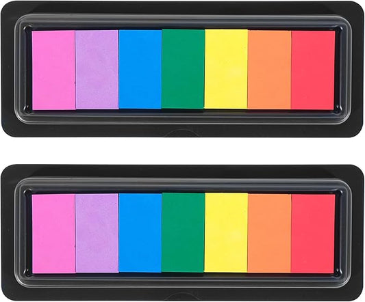 CraftyManor 7 Rainbow Colors Washable Stamp Pad for Finger Paint, Latex Foam Washable Fingerprint Ink Pads for Clothing Stamp, Letter Stamps…(2PCS)
