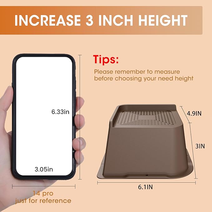 MXMZHXU Bed Risers 2 inch, 3 inch, 4 inch, 6 inch or 8 inch Heavy Duty Furniture Risers, Up to 6000 Lbs L Shaped Design Bed Lifts Blocks for Couch Desk Sofa Table (Dark Brown 4 Pack, 3 Inch)