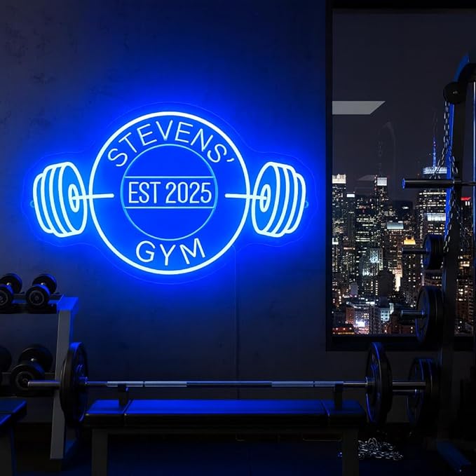 Customizable Gym Neon Sign Decor for Home Gym, Personalized Name GYM LED Light Up Signs, Custom Dumbbell LED Neon Light Decor for Home Gym, Fitness Club, Man Cave,Sports room, Fitness Lover Dad Gifts