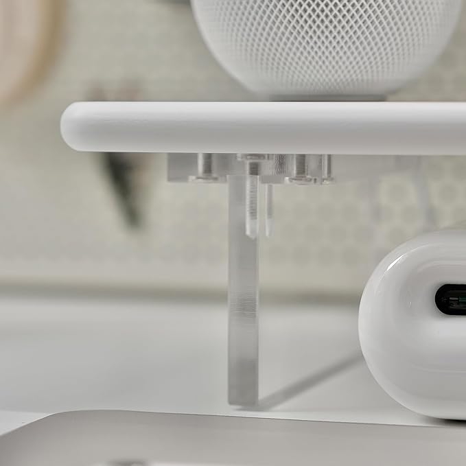 ROCDEER Bamboo Monitor Stand Riser with RGB Lights,31.5 Inches Desktop Shelf with Acrylic Legs Supports for Desk, PC Computer Monitor, Laptops, Printer, Speakers (White)