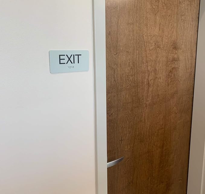ADA Compliant Sign with Braille (6" x 3", Exit, Pearl Grey)