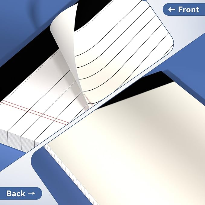 Nichela 5" x 8" Note Pads 48 Pack of Legal Pads 30 Sheets Notepad College Ruled Small Writing Pads Perforated Pages Paper Pads 80GSM Heavyweight Paper Note Pads for Home, Office, or School