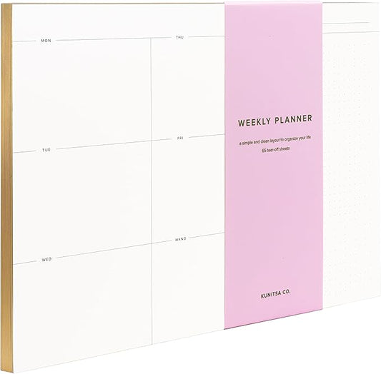 Weekly To-Do List Notepad – Desk Pad for Work and Study, Gold, 11.7x8.3 Inches