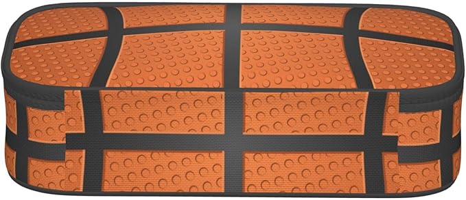 Basketball Ball Texture Pencil Case Big Capacity Storage Pencil Pouch Stationery Bags With Zipper Portable Pen Holder Box Organizer For Boys Girls Teens Student College School Office Supplies