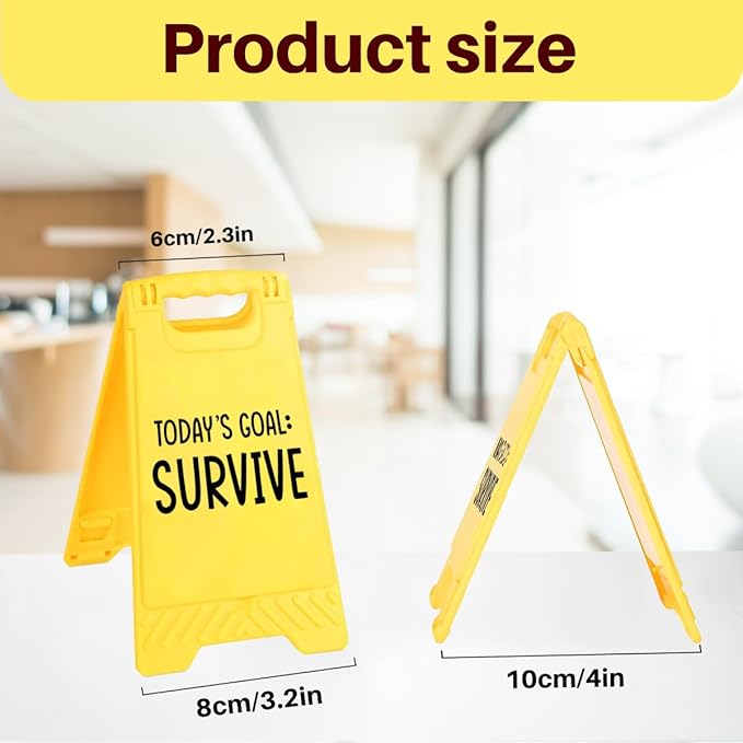 Funny Office Desk Accessories,Motivational Affirmations Office Cubicle Decor,Phone Holder Mirror Acrylic Table Signs,Library Desk Decor for Women Men Boss Lady Coworker Coordinator Leader (Survive)