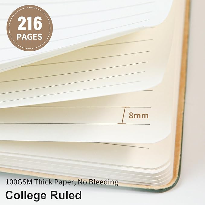 TSFPapier Lined Journal Notebook for Work College Ruled Note Book 5.79"x8.27" A5 PU Leather Daily Journaling 216 Pages for Women Men Writing Home School Supplies Business (RoseGold)