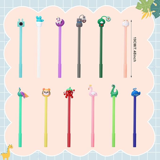BESARME 60 PCS Cartoon Fun Pens for Adults, Cute Pens Bulk Gel Pen Prizes Classroom Rewards School Office Home Birthday Valentine's Day Classroom Gift Exchange Party Favors Goodie Bag Stuffers