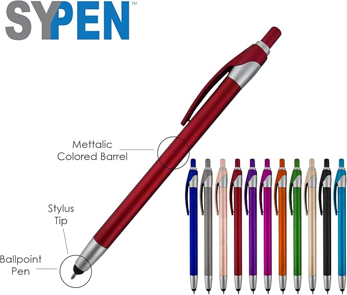 Personalized with Your Custom Logo or Text Pens-Pack of 300- for Marketing, Parties, and Events, 2 in 1 Capacitive Stylus & Ballpoint Pen Compatible with Touchscreen Devices, Black Ink, Teal Pens